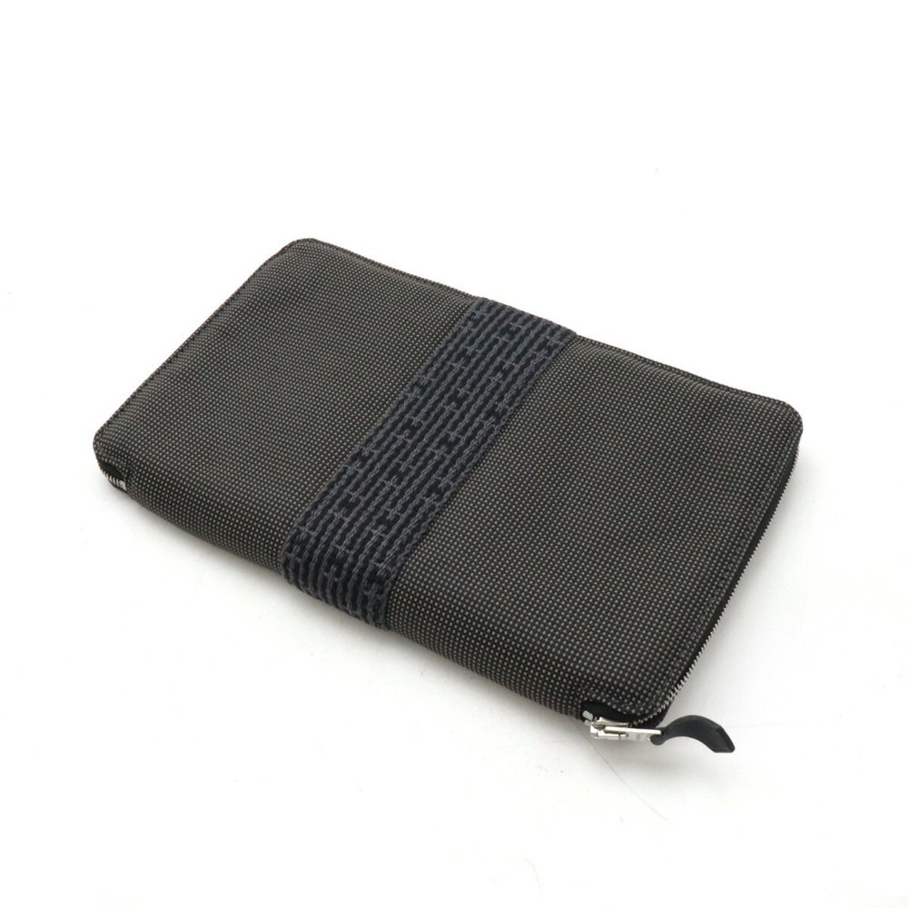 HERMES Hermes Air Line Purse GM Round Long Wallet Passport Case Canvas Grey - Picture 3 of 7
